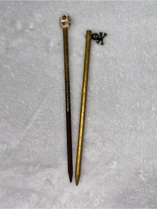 Trio of Hand Painted Wooden Hairsticks - Picture 3 of 7